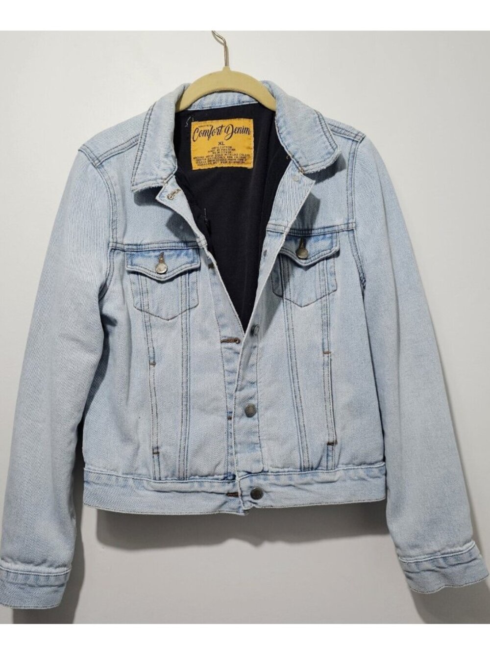 Vintage Comfort Denim Size XL Button Up Light Blue Thick Blue Jean Jacket Kids